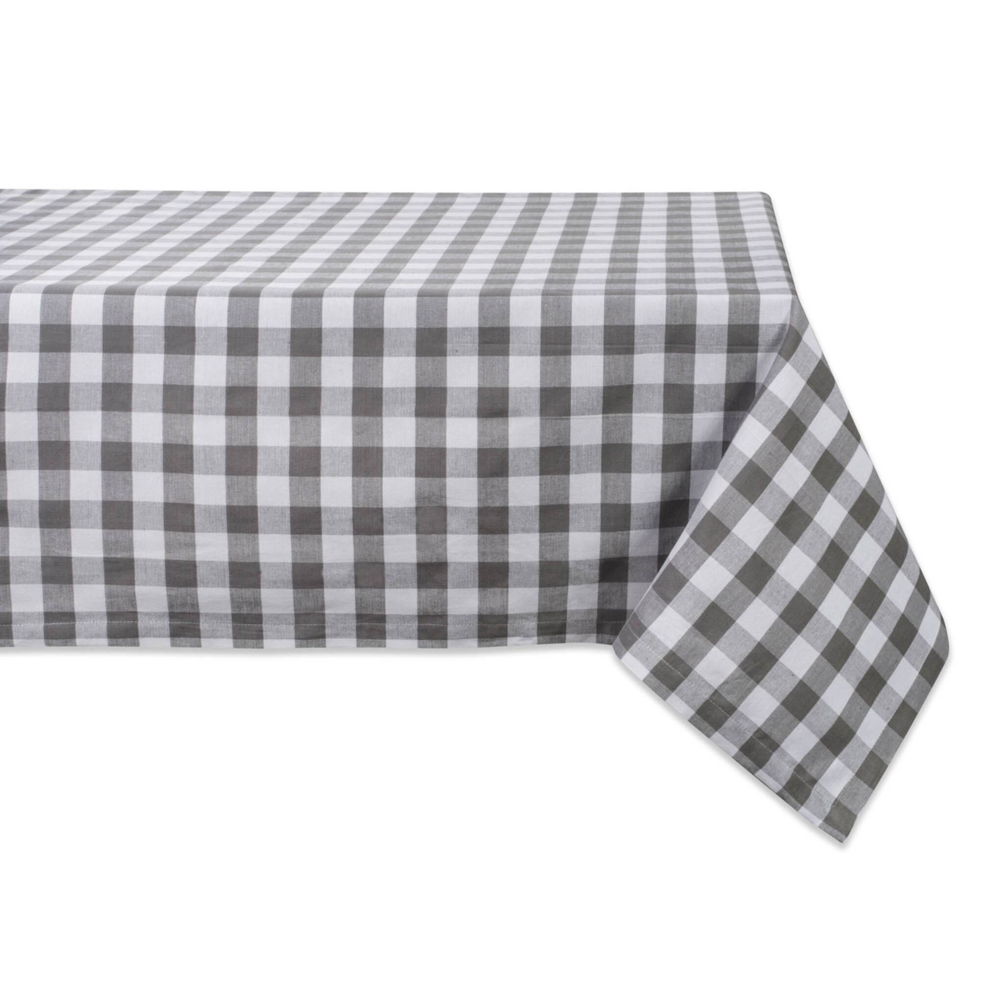 Gray-White Checkers Tablecloth 52" x 52"